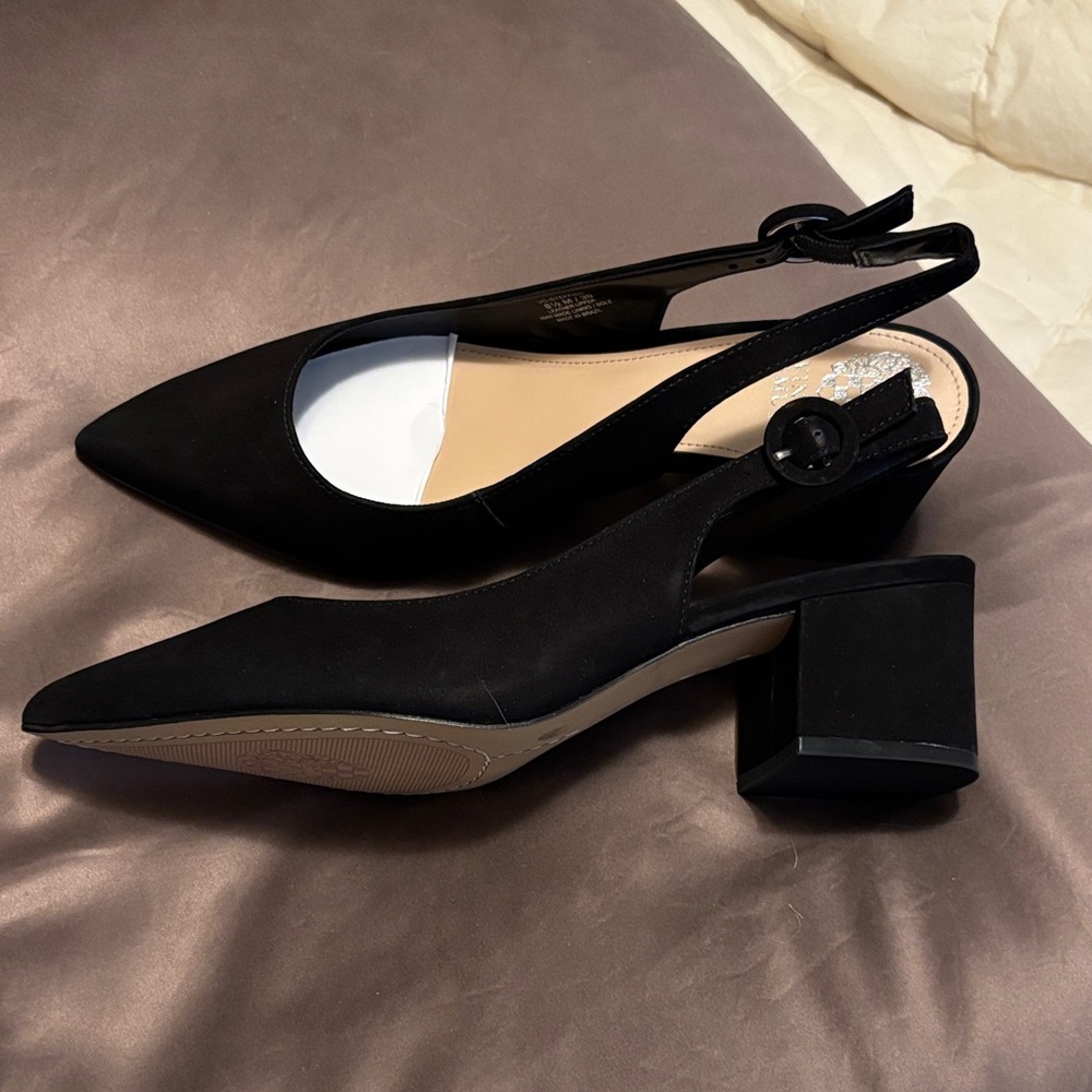 Vince Camuto Black Slingback Block Heels